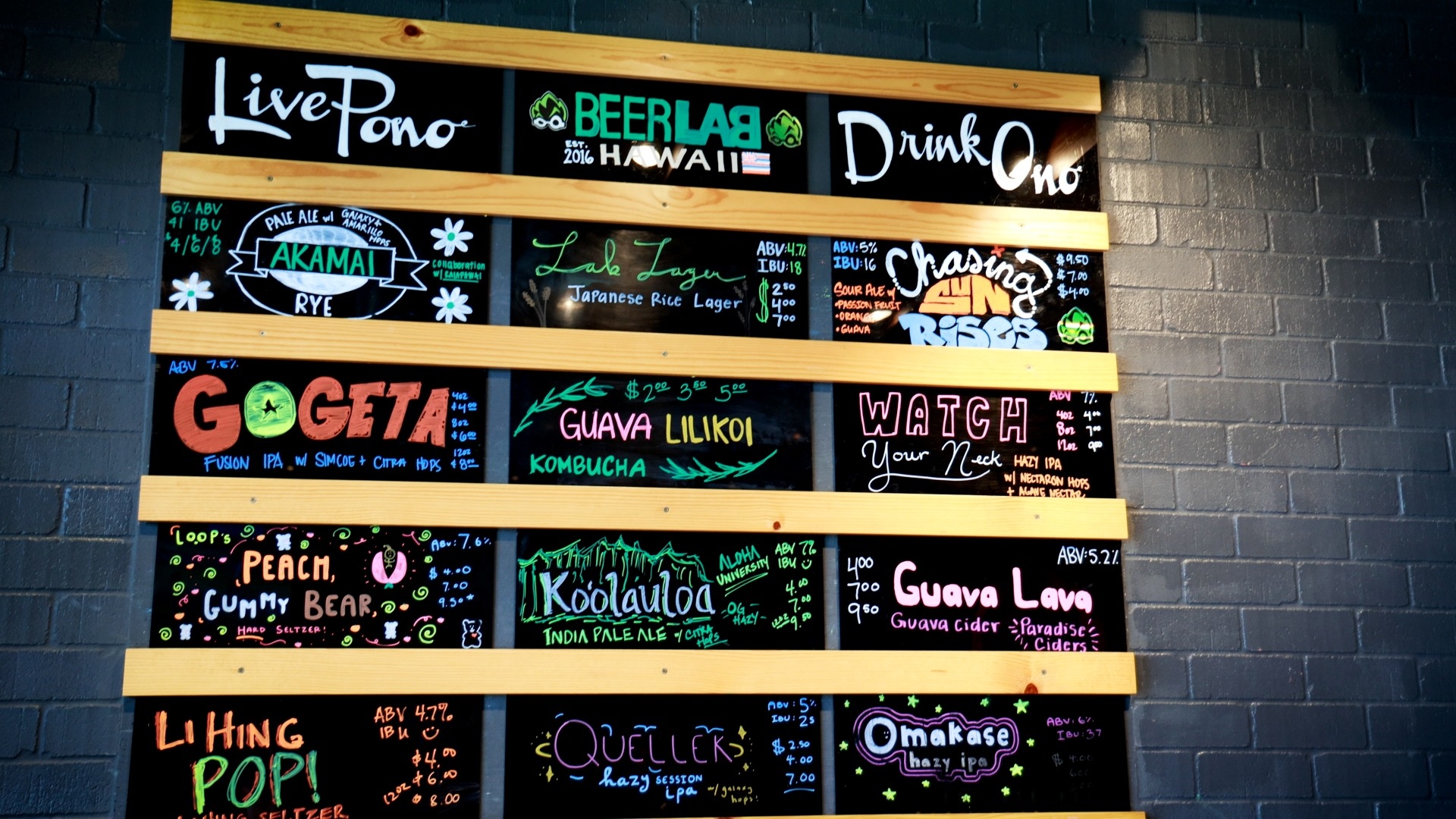 Beer Lab HI Menu